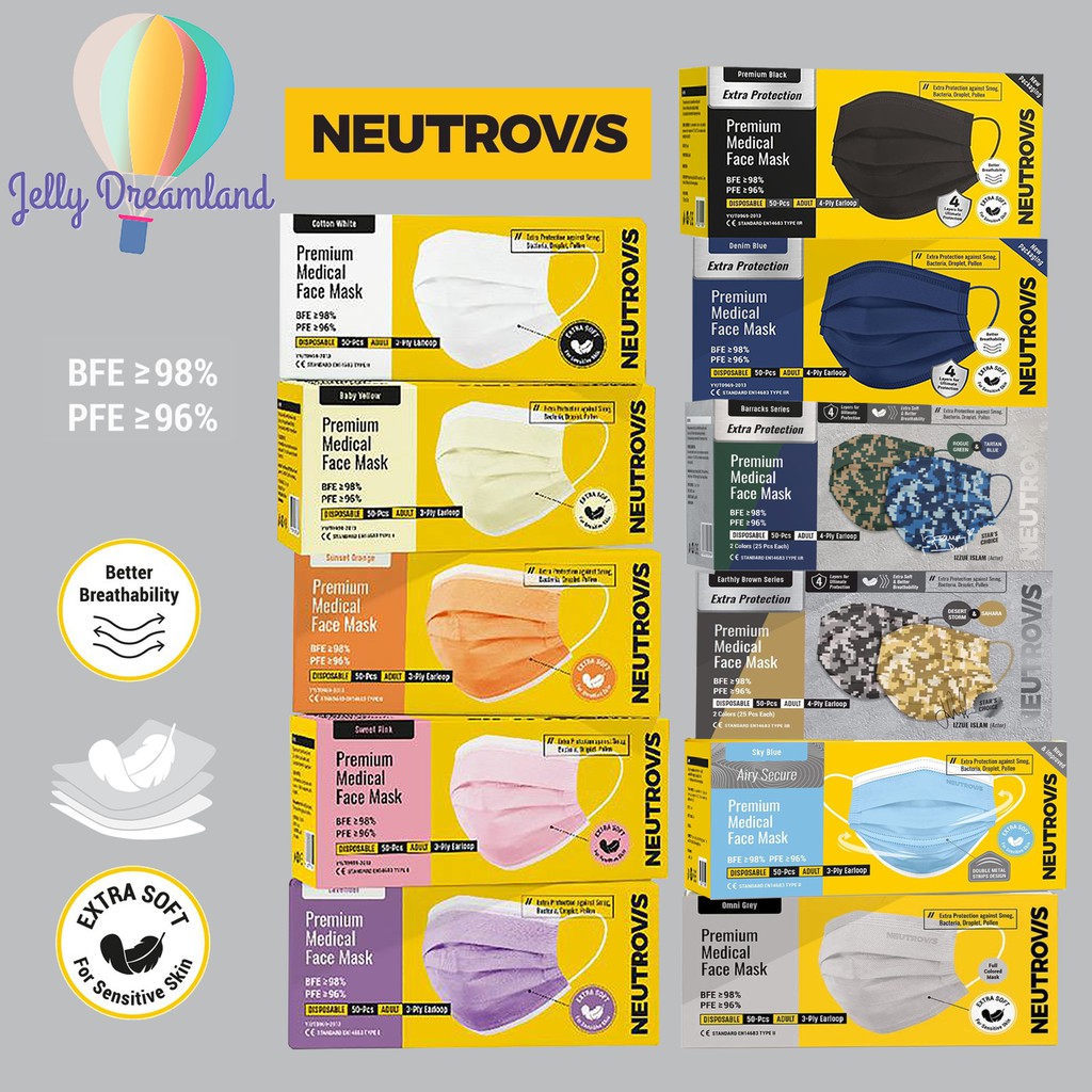 Neutrovis 3 Ply / 4 Ply Medical Face Mask (Adult / Ear Loop / Premium