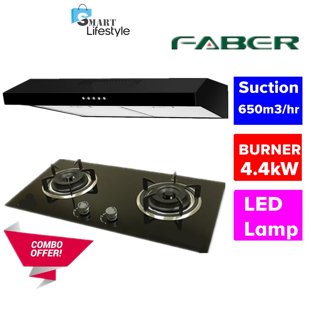 Faber FABERJET Slim Cooker Hood + Glass Hob PRESTO 2B/76BK CLASSO