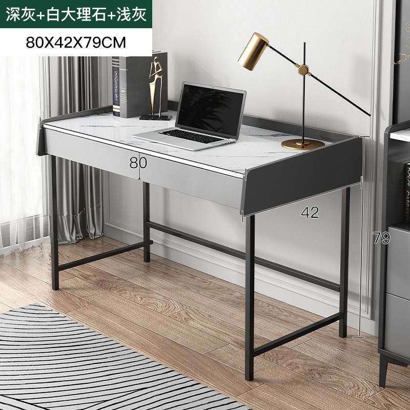 80cm / 100cm / 120cm Dark Grey / Marble White Working Table with Drawer