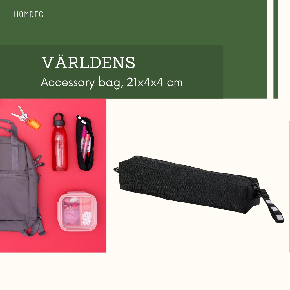 IKEA VARLDENS Accessory bag, black, 21x4x4 cm, pencil case Shopee