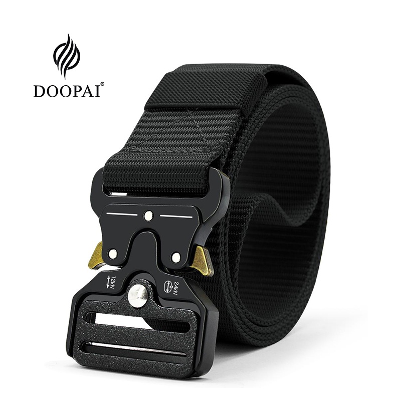 DOOPAI Tactical belt Men’s Leather Belt canvas thick steel head Army fans special forces