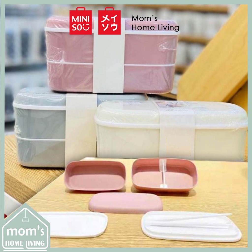 Miniso DOUBLE LAYER BENTO BOX 500ML Eat BOX MINISO BENTO BOX Place To