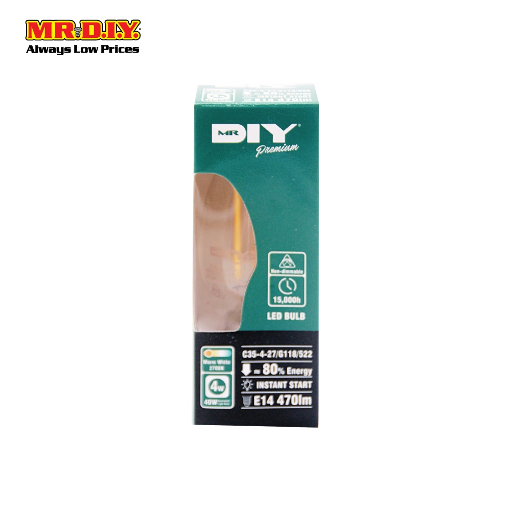 (MR.DIY) LED Candle Bulb 240V 4W E14 Warm White Shopee Malaysia