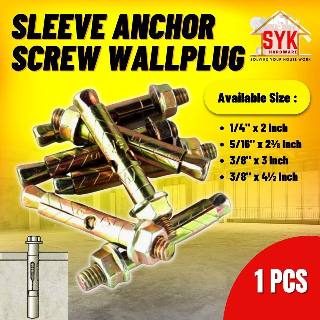 SYK Sleeve Anchor Screw Wallplug (1 Pcs) Metal Wall Plug Wall Expansion