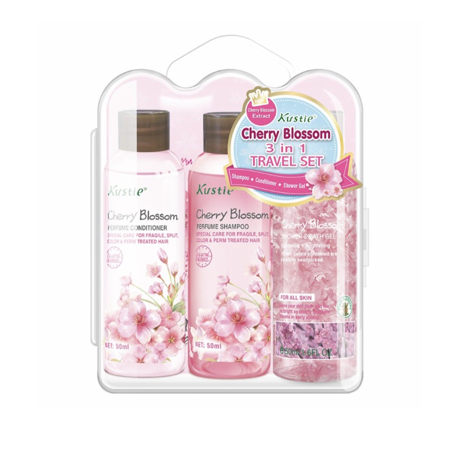 Kustie Cherry Blossom Shower Gel Hair Shampoo and Hair Conditioner