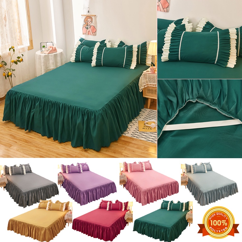 Bed Skirts Red/Purple Bed Skirt Twin Queen King Bedsheet with Skirt(150