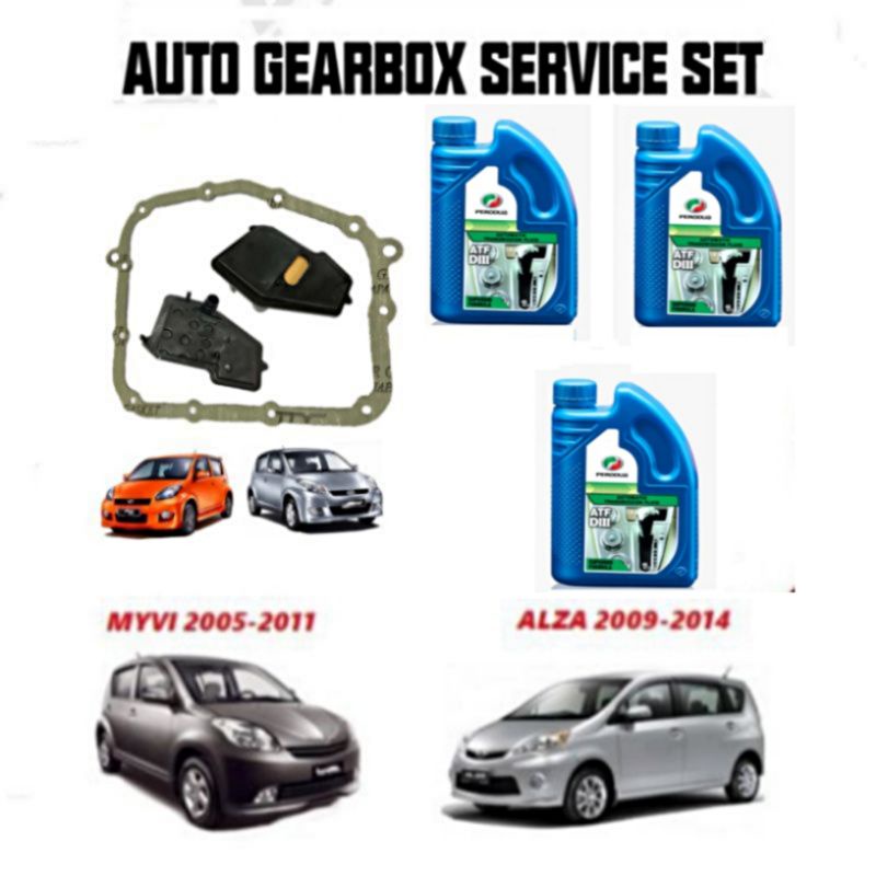 GENUINE PERODUA ATF DIII (Blue20001x3units)+SET AUTO FILTER 35303