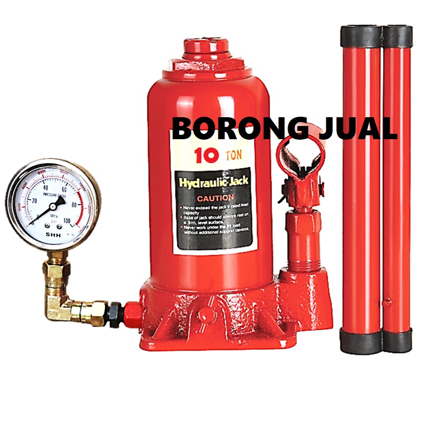 【Meter Pressure Gauge】10 Ton Heavy Duty Hydraulic Floor Bottle Jack