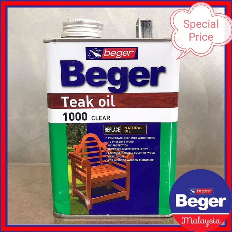 Beger Teak Oil 1000 Clear 1 Litre Wood Varnish Timber Clear Shopee Malaysia