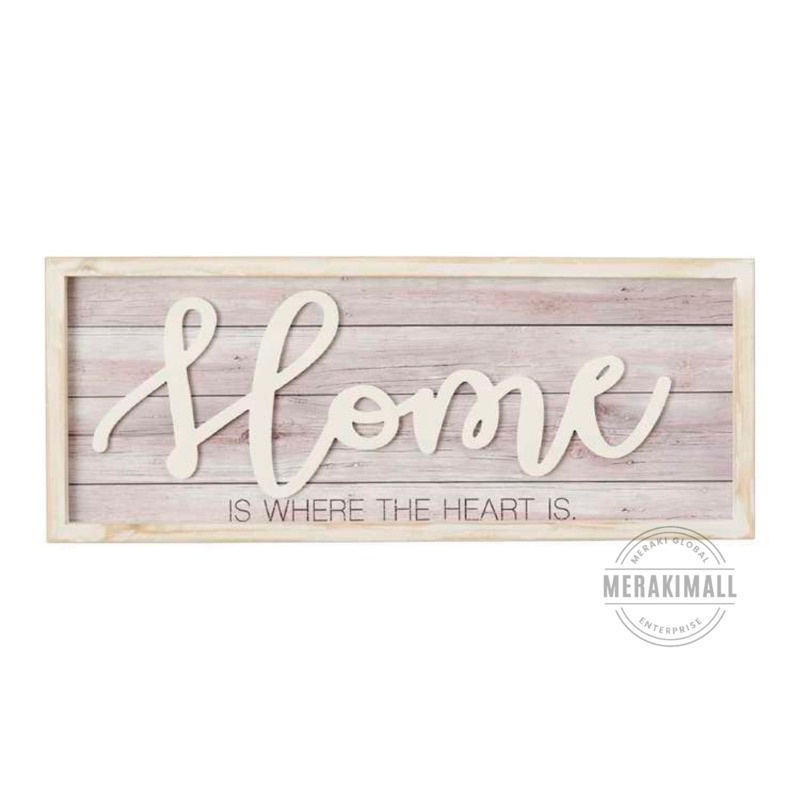 Home Is Where The Heart Is Wall Plaque Sign Rectangle Rustic Wood