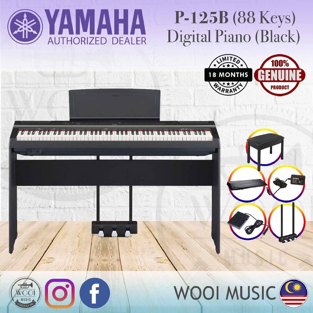 Yamaha P125 Black Digital Piano 88 Keys P125 / P125B (Free Piano Bench