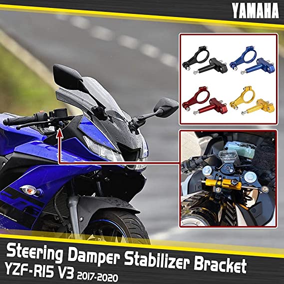 Anti Tank Slap Steering Damper R15 V3 MT15 Bracket PNP Yamaha CNC Black