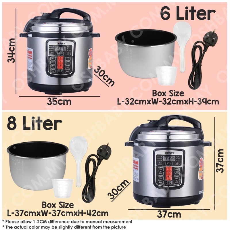 READY STOCK🇲🇾DESSINI 6L/8L ELECTRIC PRESSURE COOKER ALUMINUM NON STICK