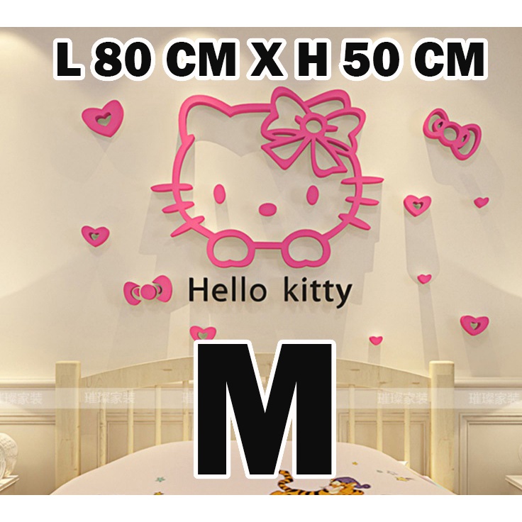 【Ready Stock】 Hello Kitty Wall Sticker Acrylic 3D Solid Crystal Hello