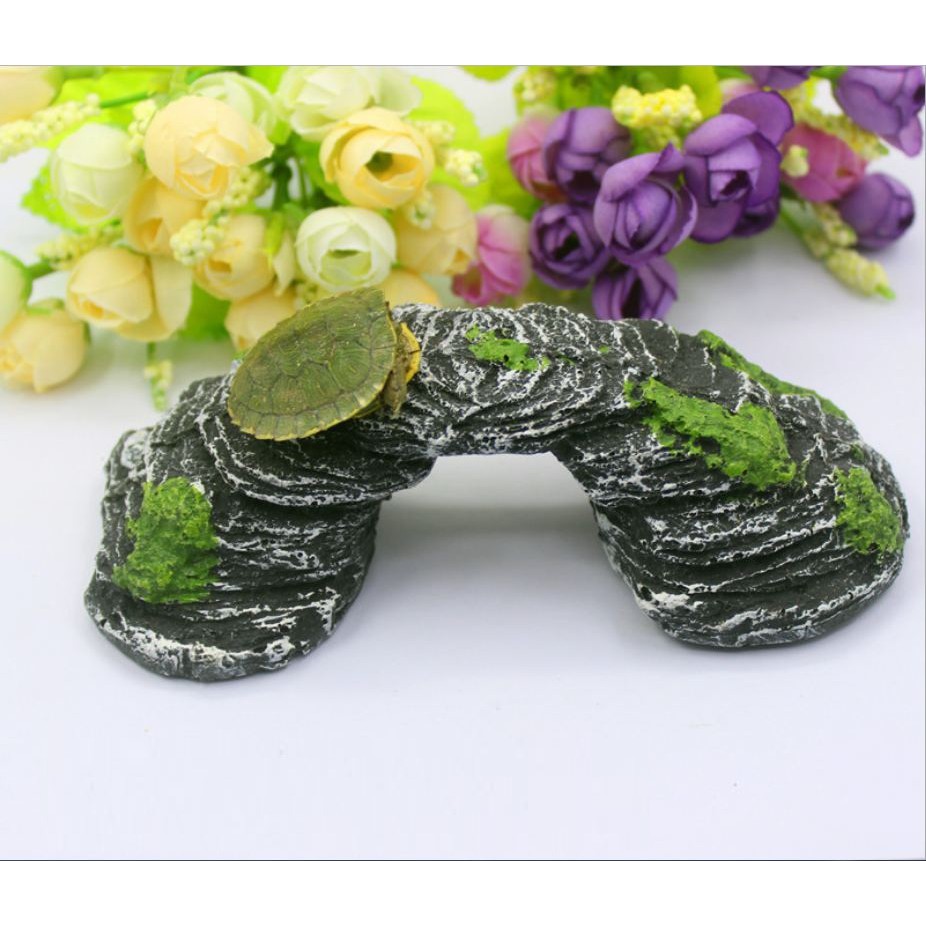 Stone Bridge Statue Covered With Moss (Decorating Aquariums, Aquariums