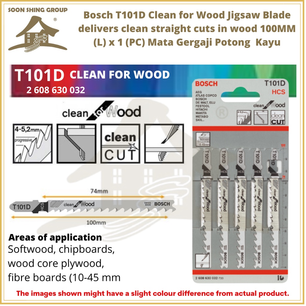 Bosch T101D Clean for Wood Jigsaw Blade delivers clean straight cuts in