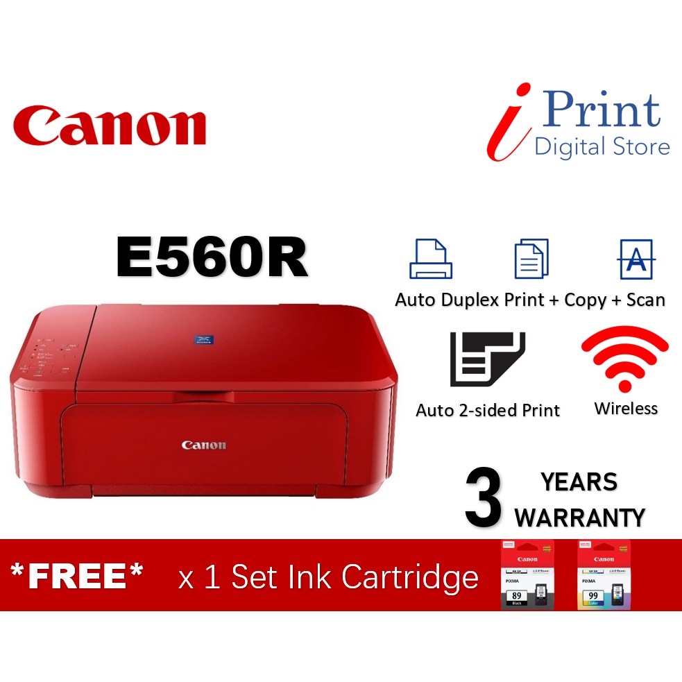 Canon PIXMA E560 Red Color Wireless Ink Color AllInOne Printer [ Auto