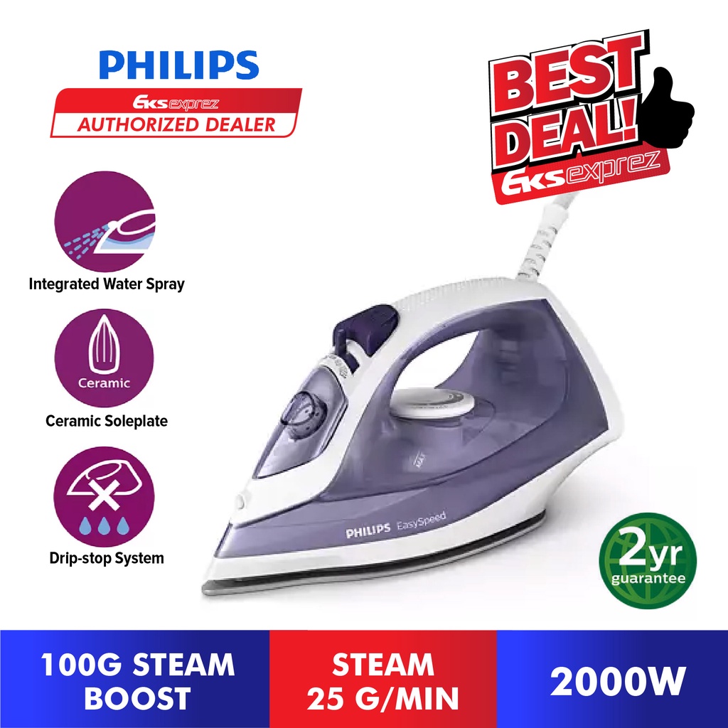 PHILIPS Steam Iron With Ceramic Soleplate (2000W) GC1752 GC1752/36