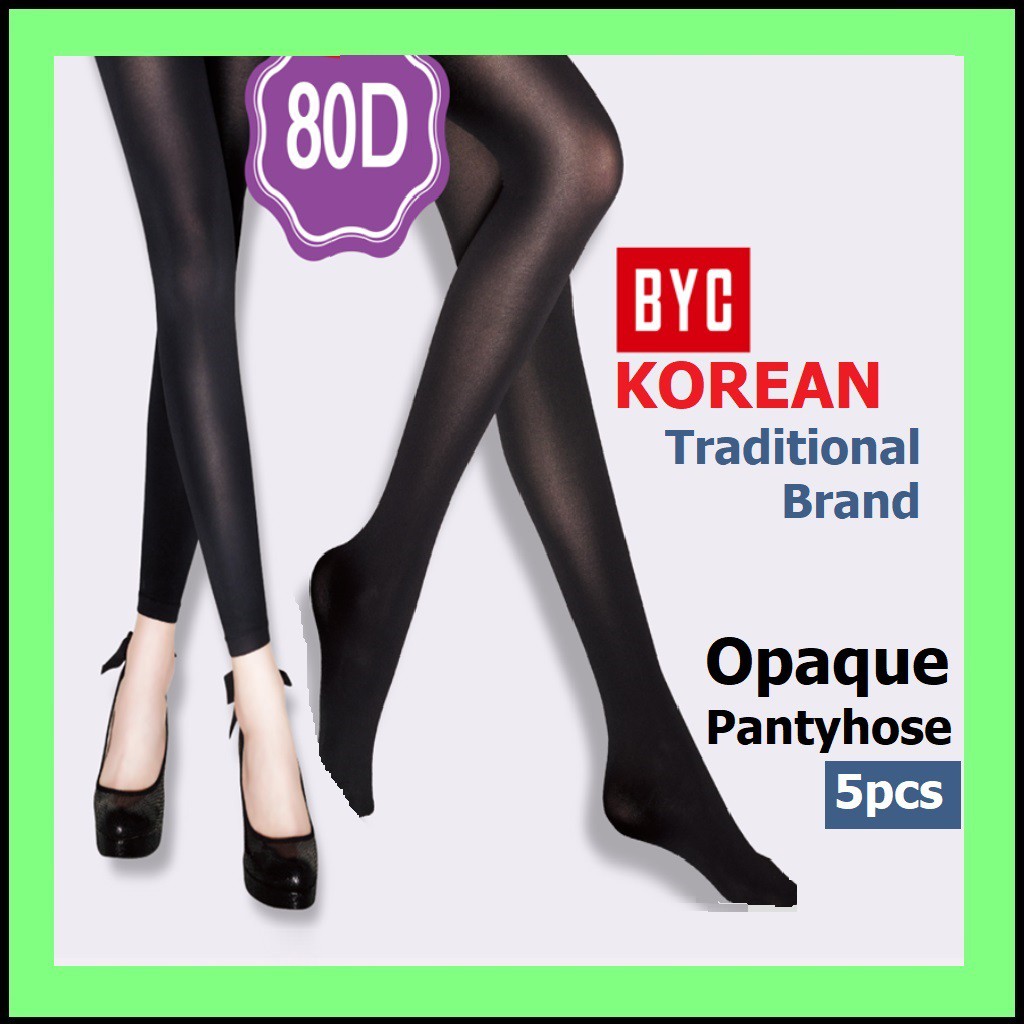 [BYC] [High Elastic Opaque Pantyhose Stockings 80D Black Bulk of 5 in 2