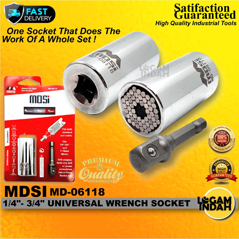 MDSI MD06118 UNIVERSAL WRENCH SOCKET / MULTI SIZE SOCKET / UNIVERSAL