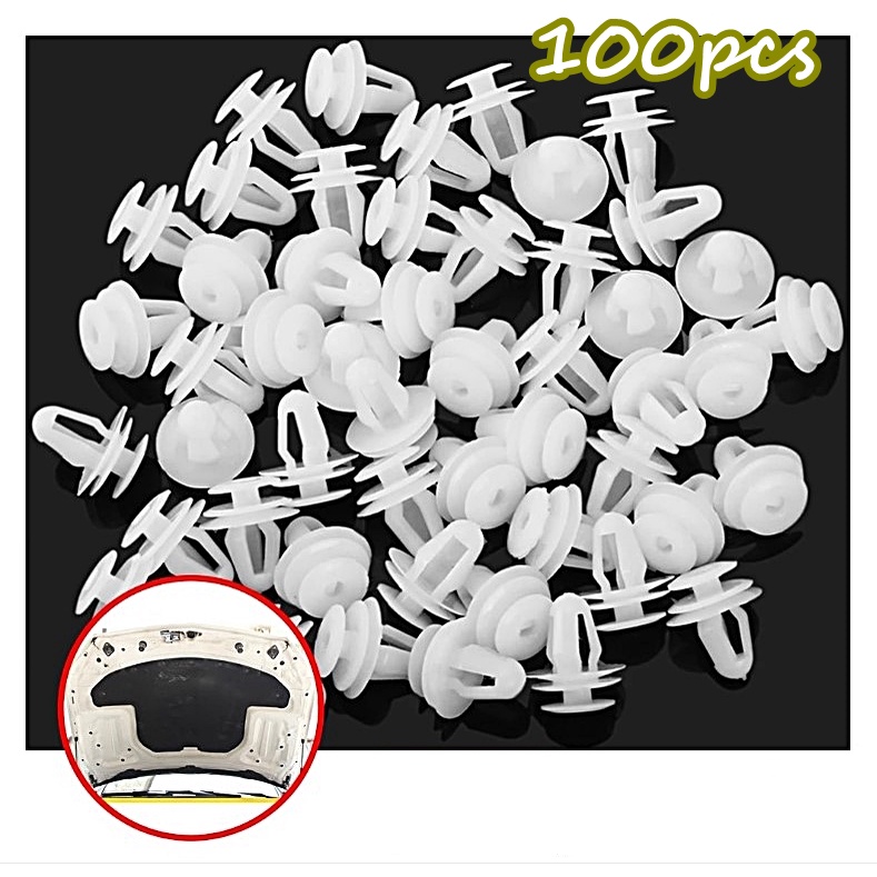 100pcs Car Bumper Clip Fastener Retainer 9mm Door Panel Clip Cover