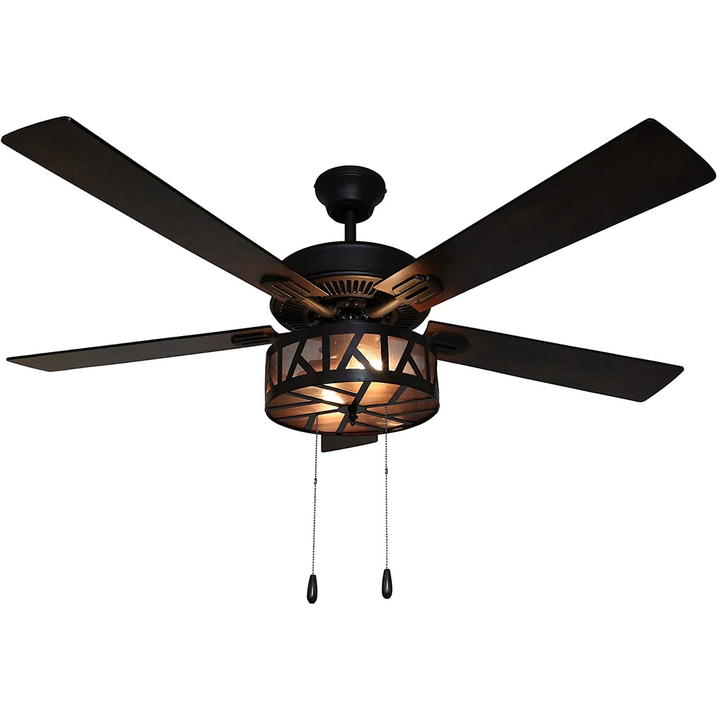 River of Goods Modern Ceiling Fan, Industrial Style 52 Inch Width Caged LED Ceiling Fan Lighting