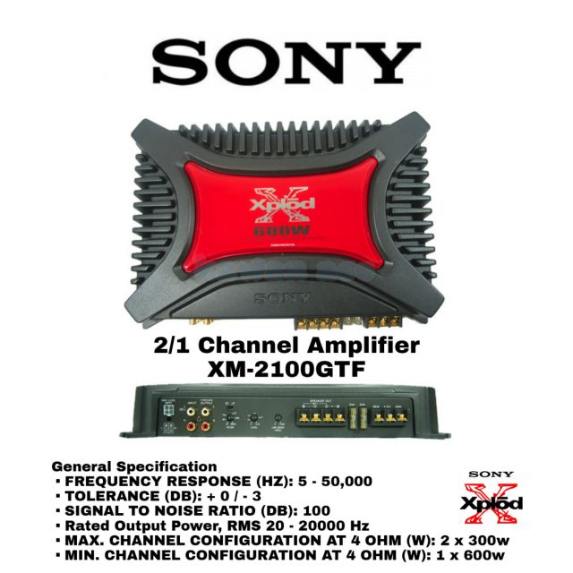Sony Xplod XM2100GTX Amplifier 2 /1 Channel 600w PowerAmp Mono/ Stereo