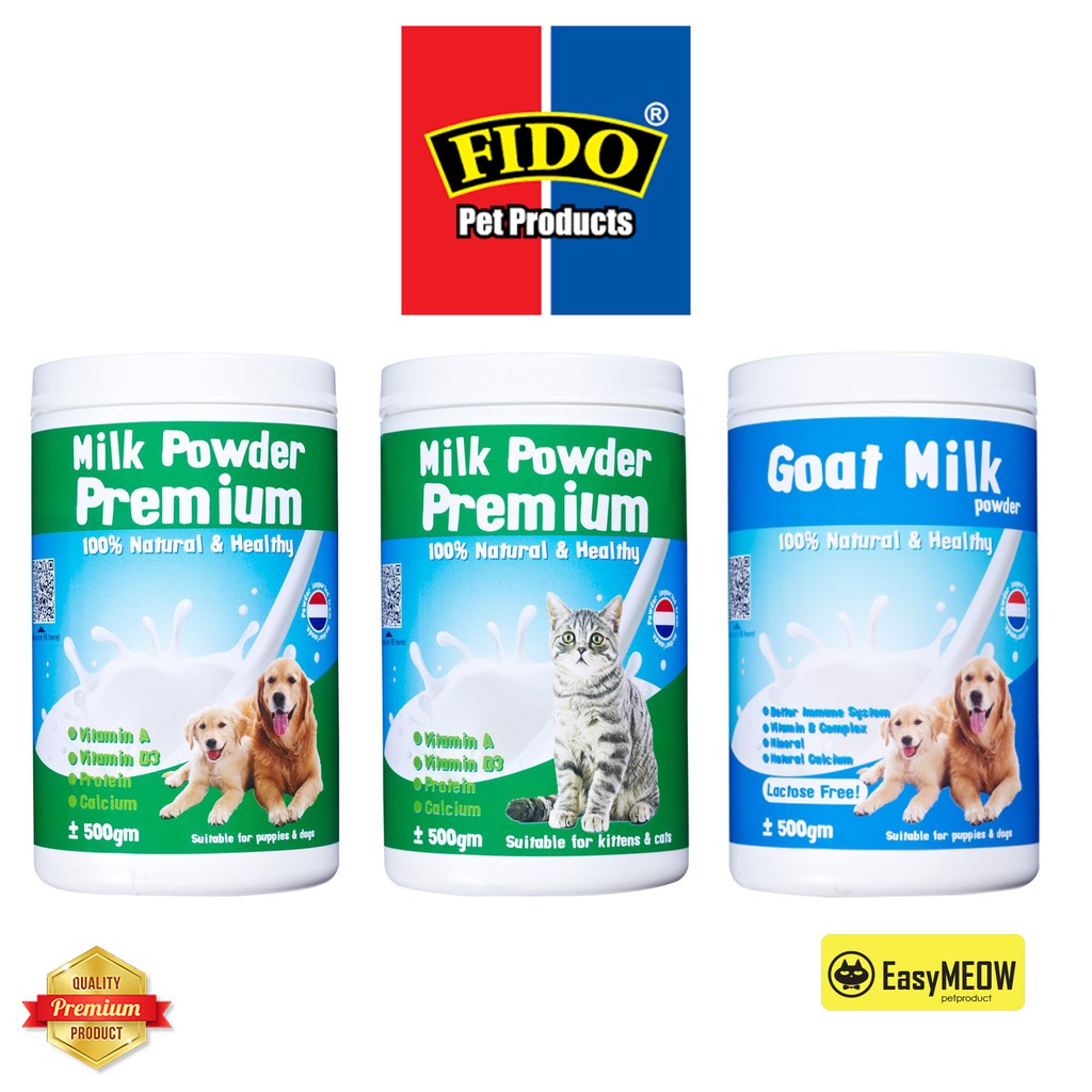 FIDO Premium Cat & Dog Milk Powder 500gm/ Pet Goat Milk Power Shopee