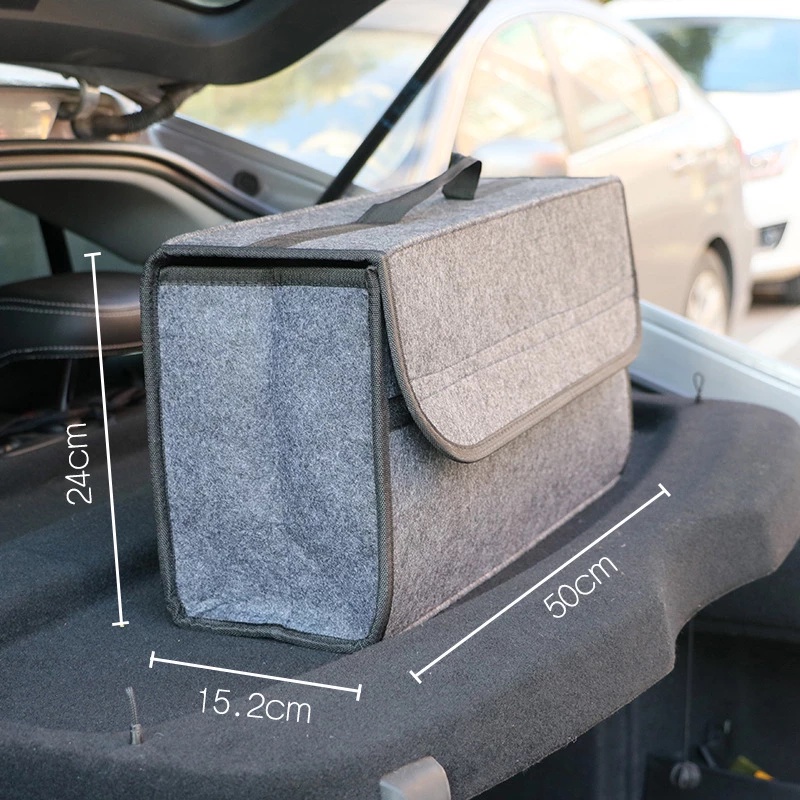 Car Trunk Organizer Soft Felt Storage Box Large Anti Slip Compartment Boot Storage Organizer