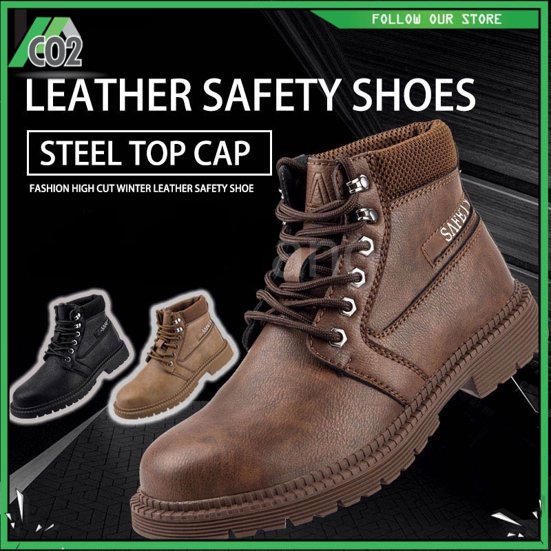 Leather Safety Shoes Kasut Safeti Kulit High Cut Winter Safety Boots