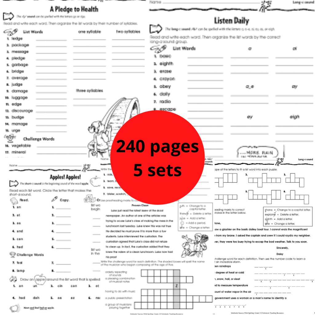 (PDF) worksheet grade 1 to 5 spelling workbook 240 pages SOFTCOPY
