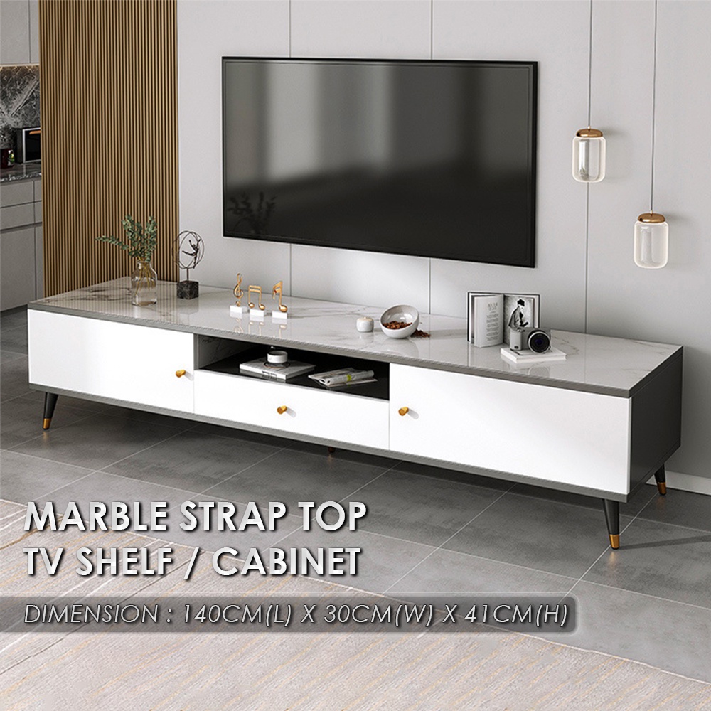 QB TV Marble Strap Top FurnitureTV Shelf Furniture Living Room