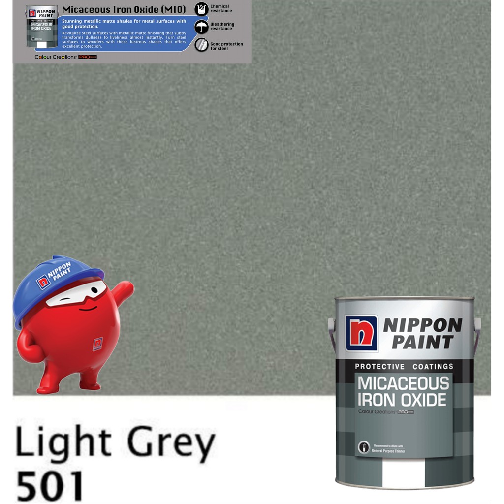 SINAR NIPPON 5 LITER 501 LIGHT GREY MATT METAL PAINT Micaceous Iron