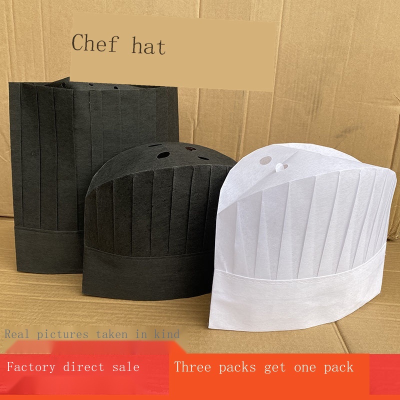 Disposable Black Chef Hat NonWoven Breathable High School Thickened