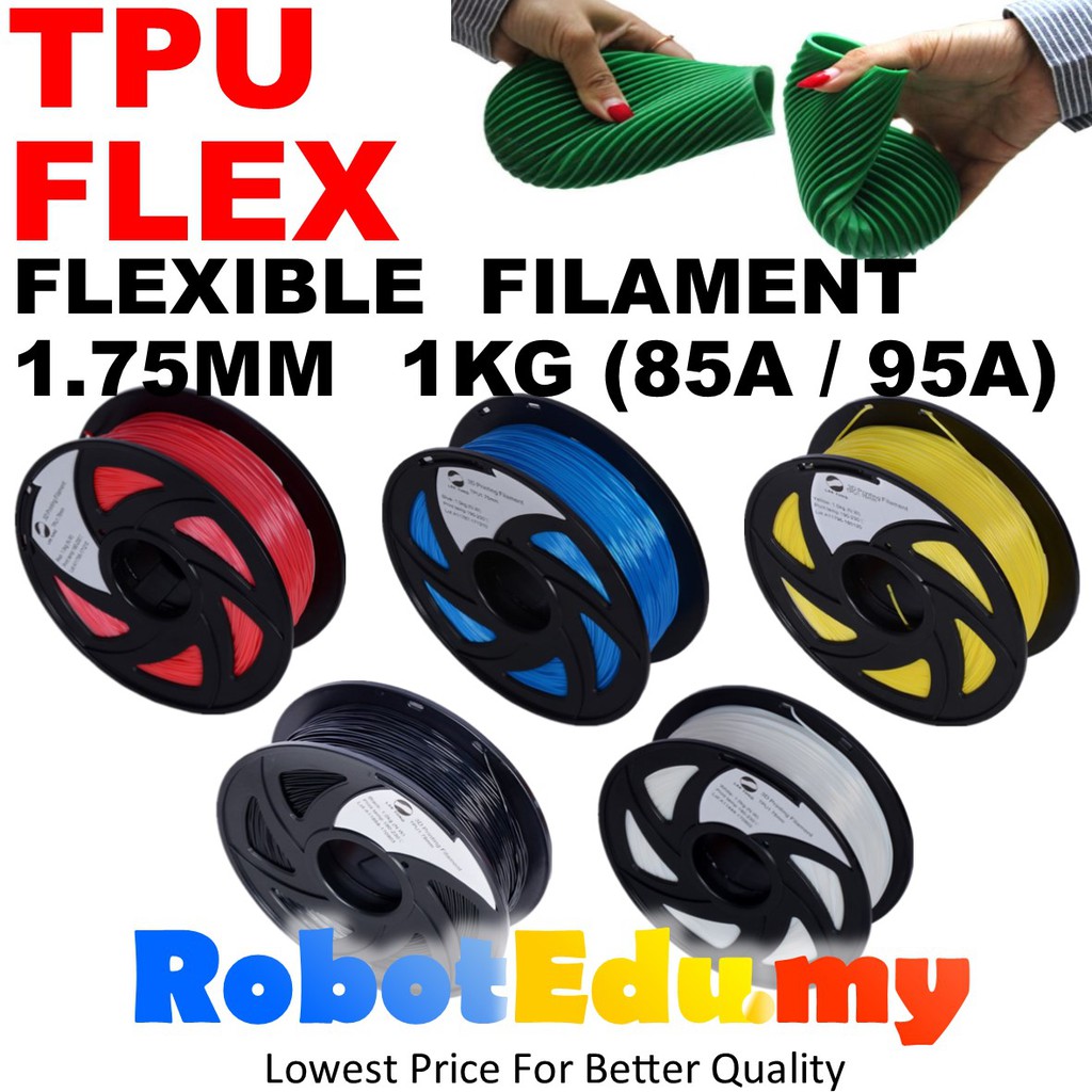 1KG 85A 95A TPU Filament 1.75mm Soft Flexible FLEX Elastic Rubber