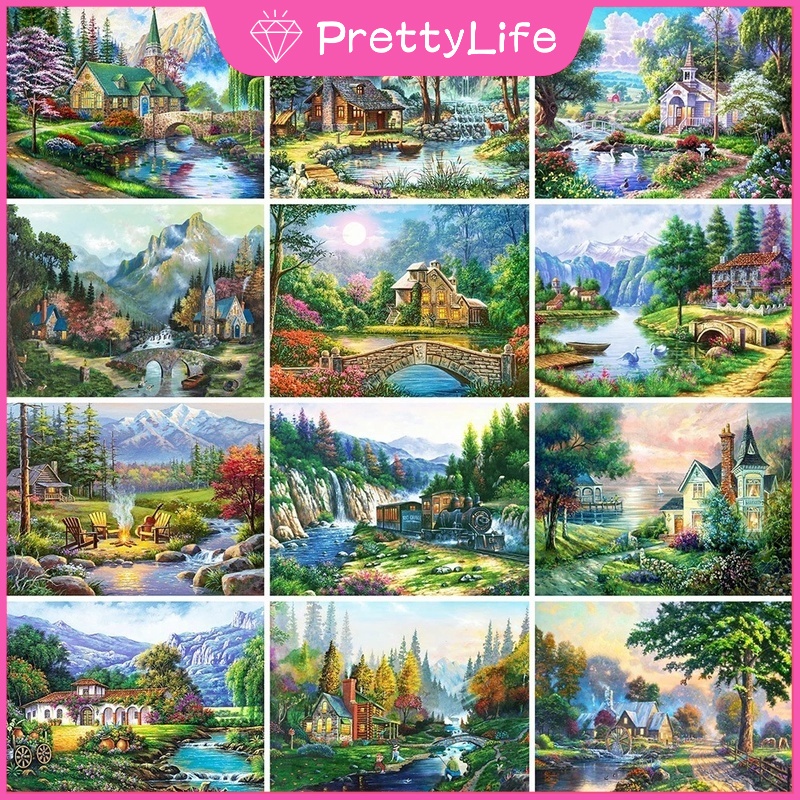 New All Stock PL 40x30cm 5D Landscape Diamond Digital Painting DIY