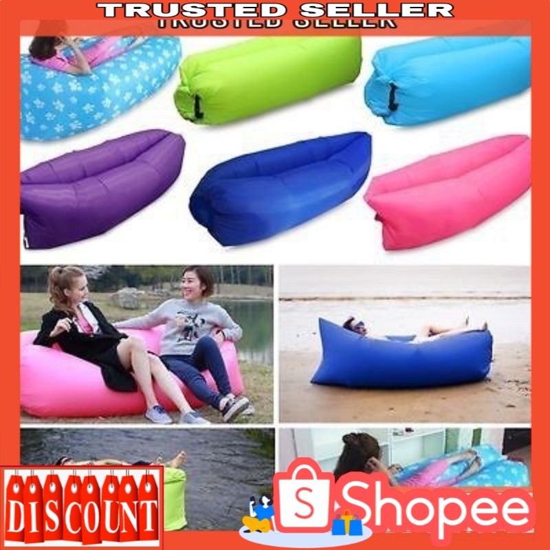 🔥READY STOCK🔥 Fast Inflatable Air Bed Sofa Hangout Pool Camping Beach Lay + Carry Bag Sofa Tilam