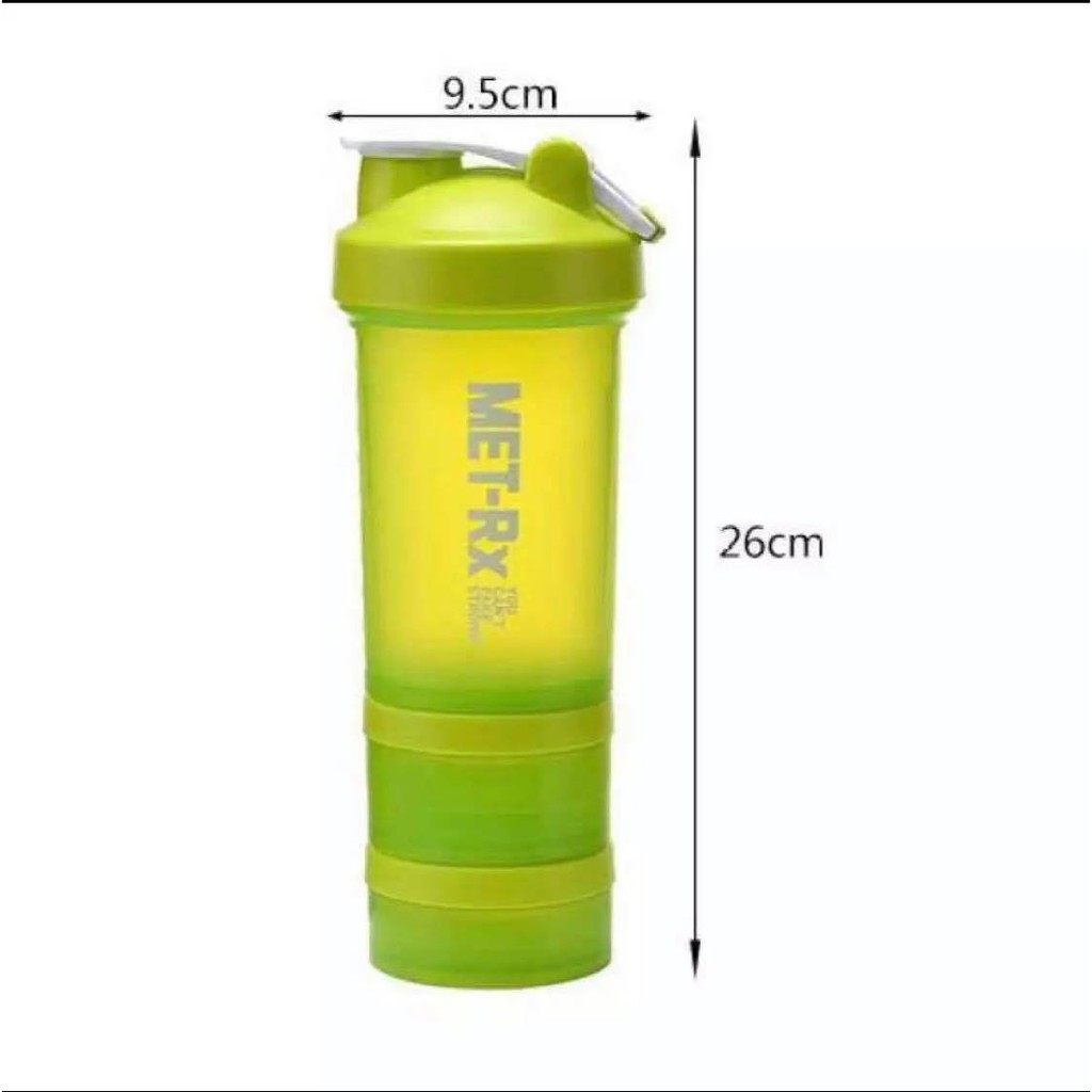 METRX Protein Blender Fitness Bottle Powder Shaker Cup Mixer with 3