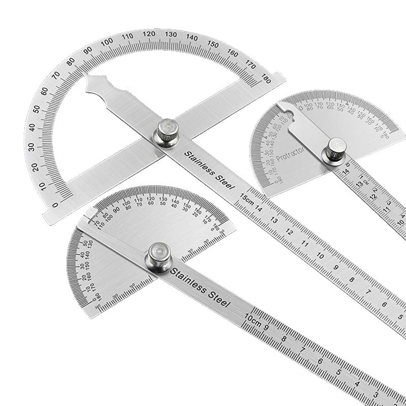 1pc 10cm/14cm/15cm Stainless Steel 180 Degree Protractor Angle Ruler
