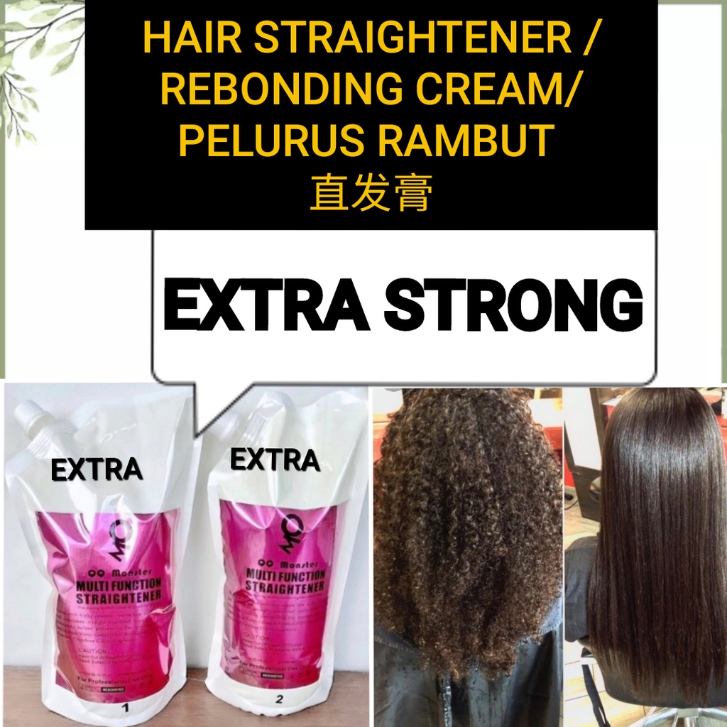 (EXTRA) QQ Monster Rebonding Cream Ubat Rebon Lurus Rambut 1200ml Set