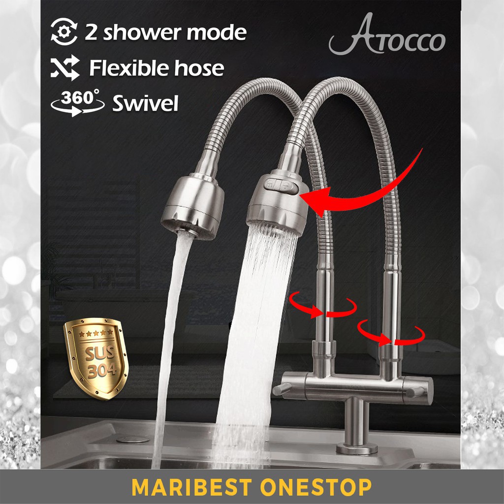 AT304545FLEX Atocco 304 Stainless Steel 2 Mode Kitchen Sink Shower