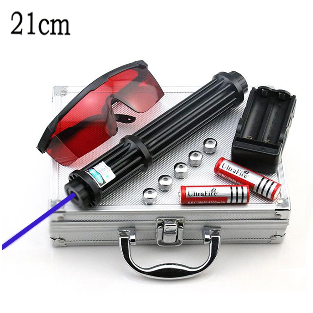 High Powerful Burning 21cm Blue Laser Torch 445nm 10000m Laser pointer