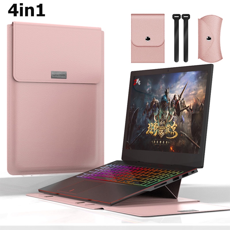 4in1 set Laptop stand bag/Pouch Leather Sleeve Waterproof Laptop