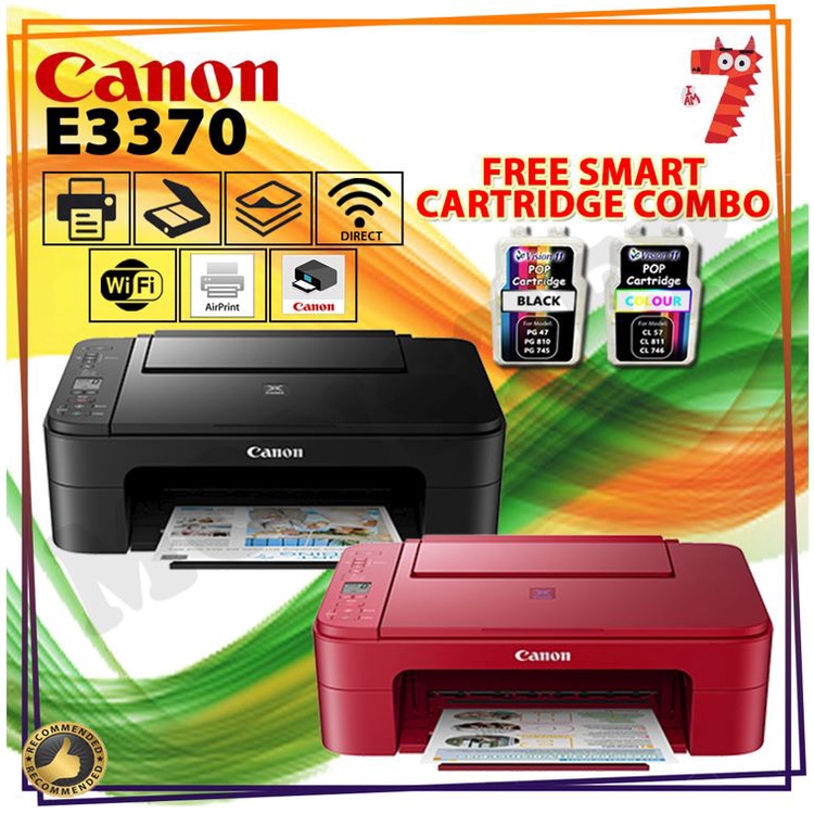 Canon E3370 Pixma Wireless AllinOne (PRINT, SCAN, COPY) Printer