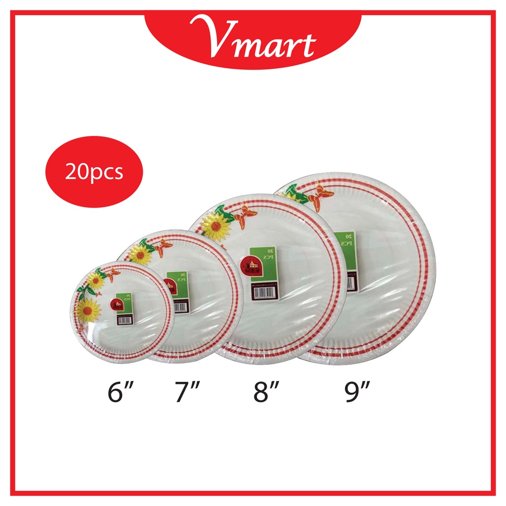 [20pcs] KBM Sunflower Paper Plate / Party Plate / Buffet Plate