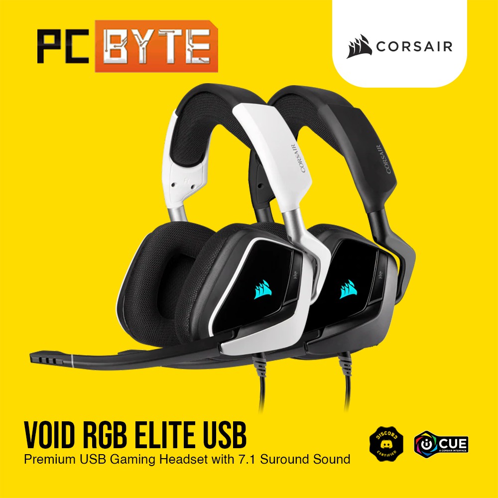 CORSAIR Void RGB Elite USB Premium Gaming Headset With 7.1 Surround Sound Carbon/White