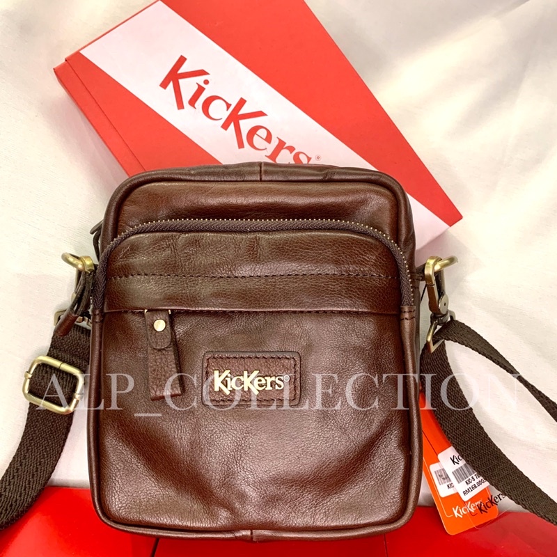 Kickers Leather Sling Bag Pouch Bag Original Genuine Leather Attach With Belt (2 in 1) 78256