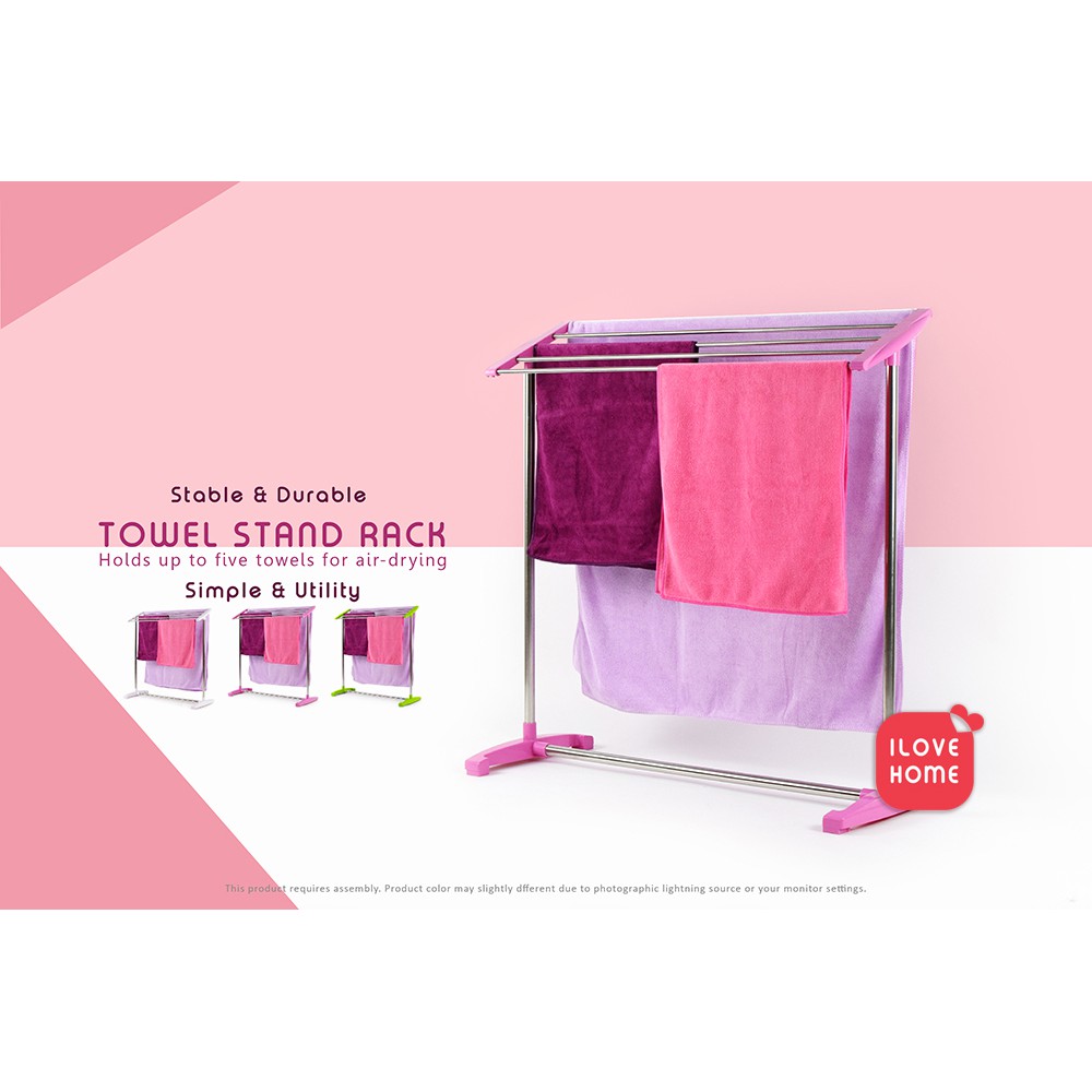 Stainless Steel Towel Stand Rack Cloth Drying Rack Tempat Penyidai