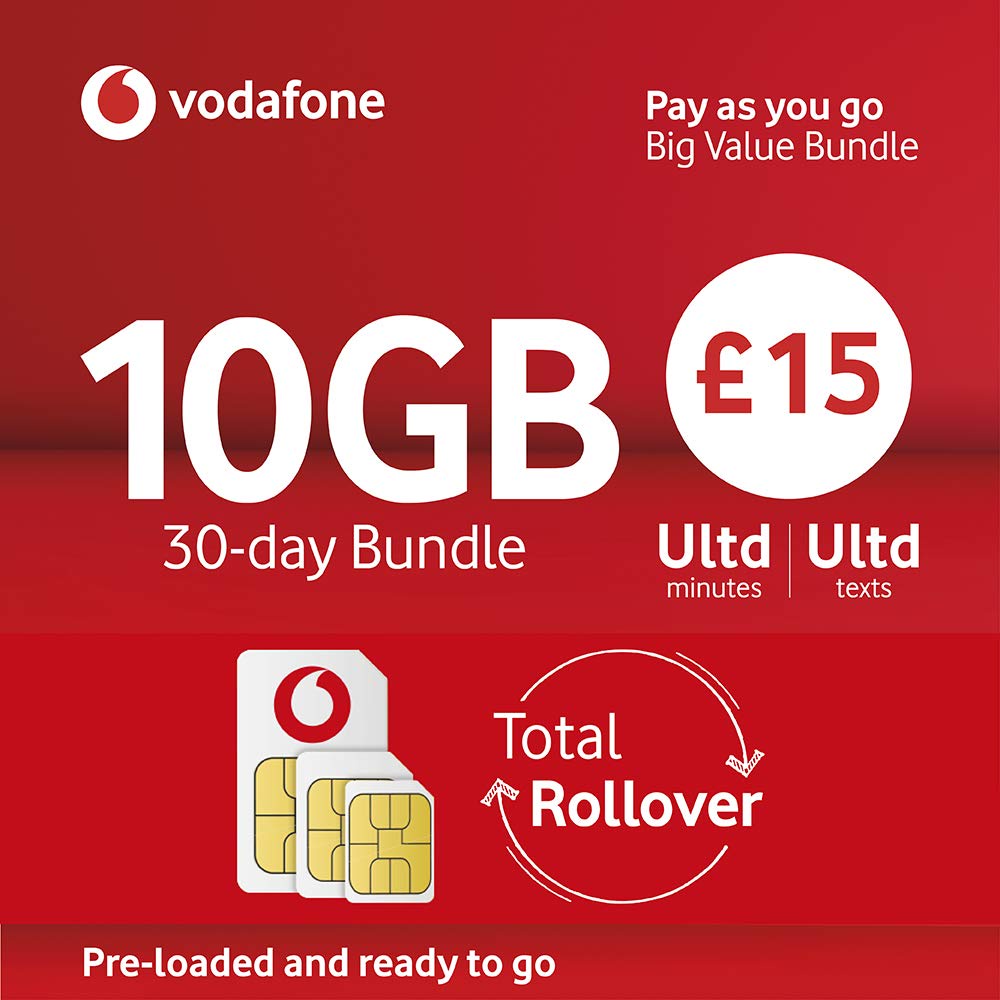 Vodafone Spain 50GB & Europe (51 Countries) 13GB Travel Prepaid Sim