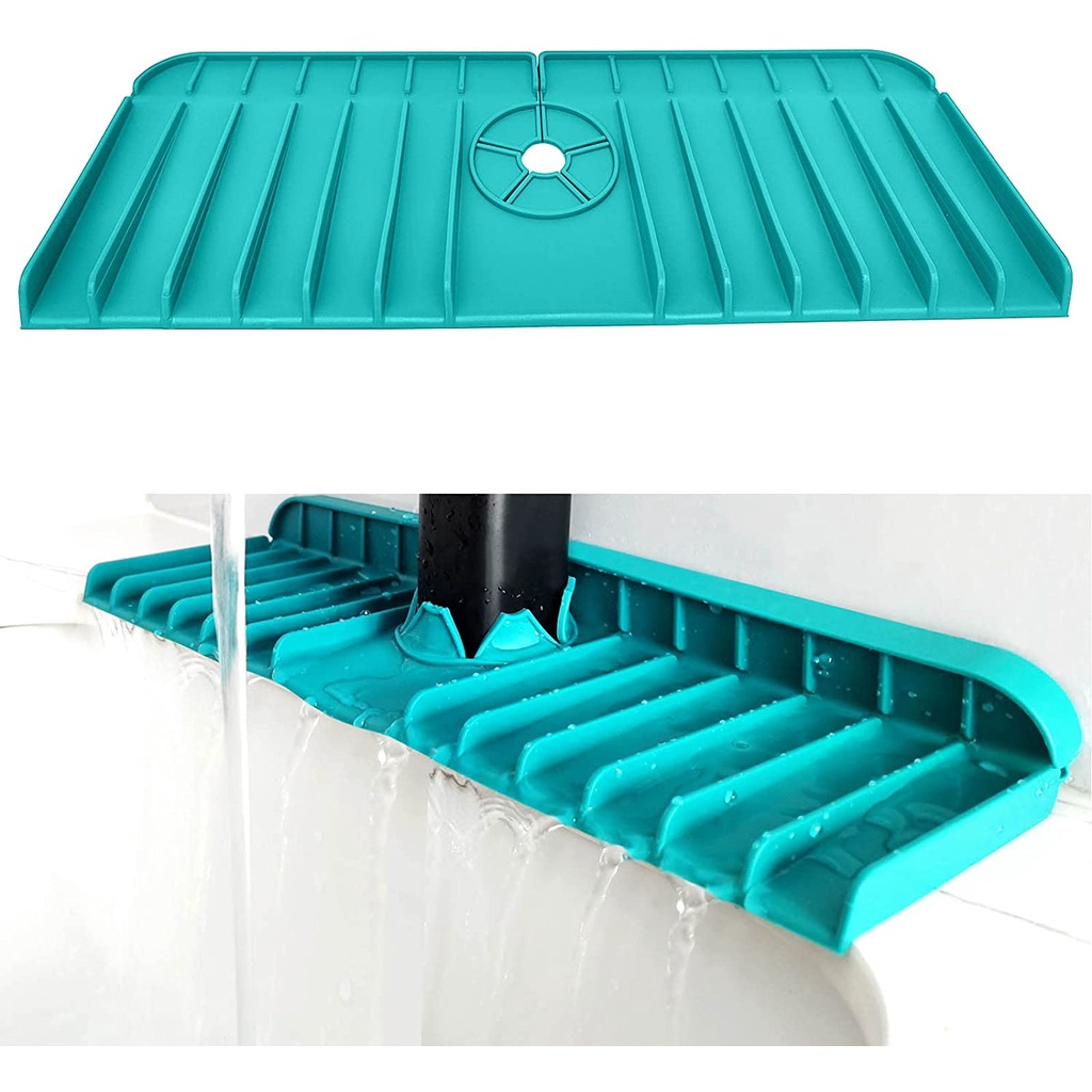 Kitchen Sink Splash Guard Silicone Faucet Handle Drip Catcher Tray
